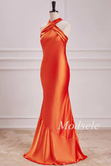 Halter Mermaid Maxi Dress in Burnt Orange