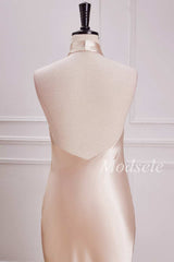 Halter Mermaid Maxi Dress in Champagne