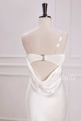 Cowl Back Strapless Mermaid Maxi Dress in White