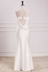 Cowl Back Strapless Mermaid Maxi Dress in White