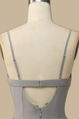 Gray Corset Cutout Back Chiffon Maxi Dress