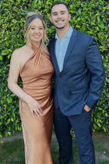 Hater Backless Long Bridesmaid Dress in Champagne