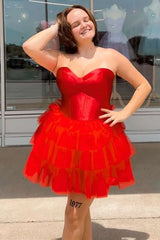Black Sweetheart Ruffle Tiered Short Homecoming Dress