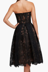 Black A-Line V-Neck Empire-Waist Sleeveless Lace Short Homecoming Dress