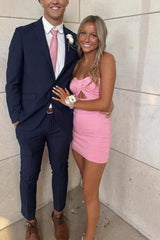 Cute Strapless Twist Sleeveless Satin Tight Party Homecoming Dress