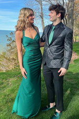 Halter V-Neck Pleated Satin Sleeveless Long Formal Prom Dress