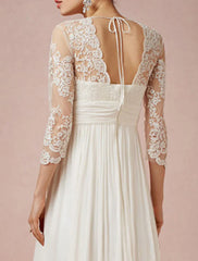 Wholesale A-Line/Princess V-Neck Asymmetrical Lace Wedding Dress
