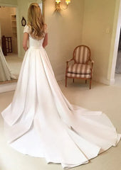 Wholesale A-Line/Princess V-Neck Floor-Length Lace Wedding Dress