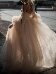 Wholesale A-Line/Princess Off-The-Shoulder Floor-Length Lace Wedding Dress