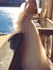 Wholesale A-Line/Princess Off-The-Shoulder Floor-Length Lace Wedding Dress