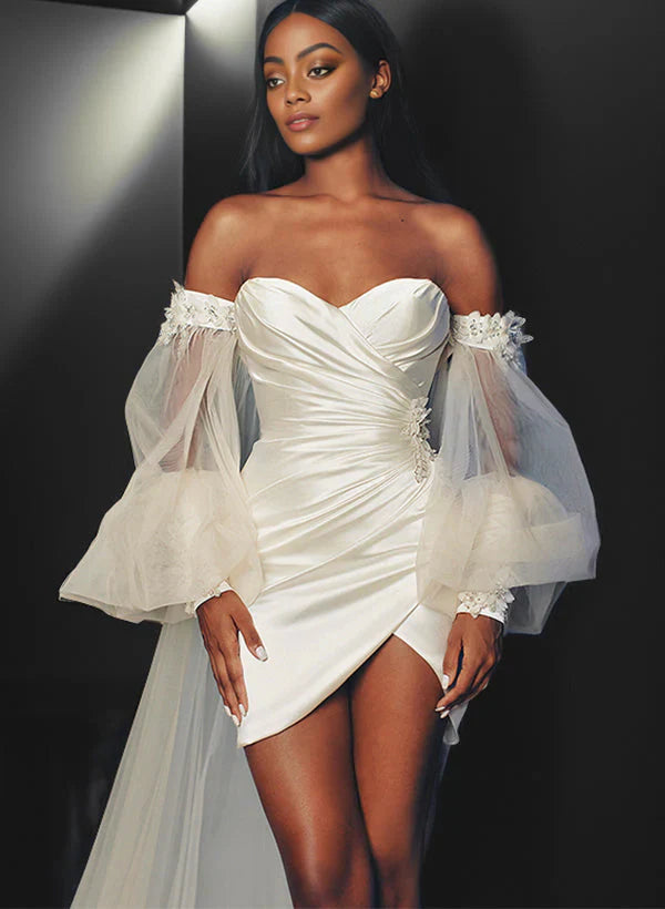 Wholesale Sheath/Column Sweetheart Mini Lace Wedding Dress