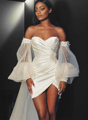 Wholesale Sheath/Column Sweetheart Mini Lace Wedding Dress