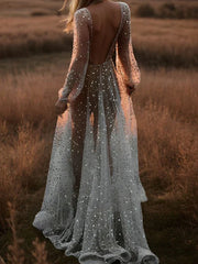 Wholesale A-Line/Princess V-Neck Floor-Length Sequins Wedding Dress