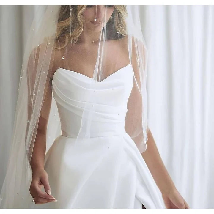 Wholesale A-Line/Princess Sweetheart Wedding Dresses Court Train With Split Front