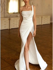 Wholesale Mermaid/Trumpet Strapless Wedding Dress Sweep / Brush Train With Pleats Ruched