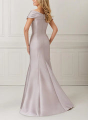 Speaker/Mermaid Off Shoulder Satin with Decals and Beads Mother of the bride dresses