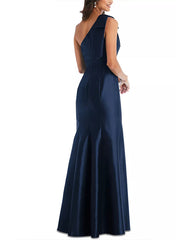 Sheath/Column One-Shoulder Sleeveless Satin Mother Of The Bride Dresses With Bowknot