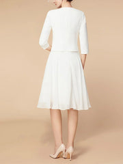 A-line/Princess 3/4 long sleeved knee length mother of the bride dresses