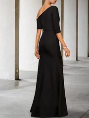 A-line/Princess One shoulder 3/4 long sleeved to ground length mother of the bride dresses