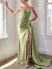 Tight fitting/straight slim shoulder strap sleeveless and floor length prom dress