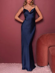Tight fit/straight leg thin shoulder strap sleeveless and evening floor dressing