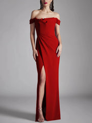 A-line/Princess strapless sleeveless ruffled edge floor mopping evening dress