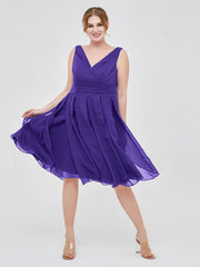 Short Chiffon Dress with V Neckline Regency