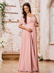 Sweetheart Neck Spaghetti Straps Empire Chiffon Dresses Dusty Rose