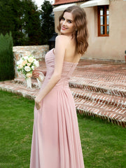 Strapless Sweetheart Neck Chiffon Bridesmaid Gown-Dusty Rose