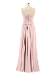 Strapless Sweetheart Neck Chiffon Bridesmaid Gown-Dusty Rose