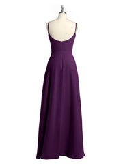 Simple Spaghetti Strap Chiffon Gowns with Slit-Grape