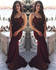 Mermaid Burgundy Sparkly Prom Dress Lace Up Back
