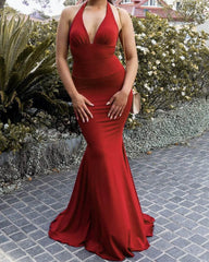 Mermaid Burnt Orange Halter Bridesmaid Dresses