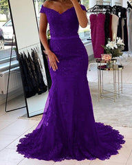 Mermaid Lace Off The Shoulder Prom Evening Dresses