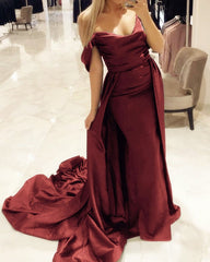 Mermaid Ruched Satin Off The Shoulder Dresses