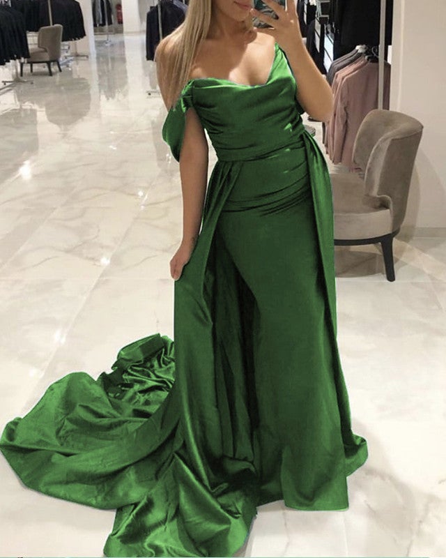 Mermaid Ruched Satin Off The Shoulder Dresses