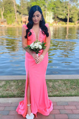 Mermaid Grey Deep V-Neck Beaded Prom Dress with Feathers