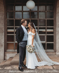 Mermaid Satin Wedding Dresses Off the Shoulder with Slit