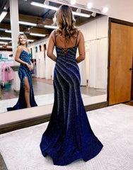 Wholesale Mermaid Spaghetti Straps Glitter Prom Dress prom dresses with long sleeves