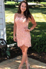 Mermaid Strapless Red/Pink Lace Short Prom Homecoming Dress, Mermaid Red/Pink Formal Dress, Red/Pink Lace Evening Dress A1602