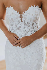 Mermaid Sweetheart Long Sleeve Tulle Appliques Wedding Dress