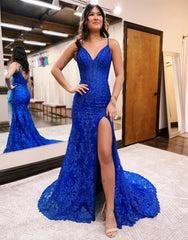 Wholesale Mermaid V-Neck Court Train Long Prom Dress With Split prom dresses shops