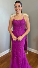 Mermaid Appliques Long Prom Dress Tulle Party Dress, Senior Prom Dresses,AST1607