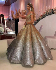 Mexican Quinceanera Dresses Ombre Sequin Ball Gown Off Shoulder