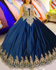 Mexican Themed Quinceanera Dresses Ball Gown Gold Lace