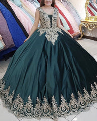 Mexican Themed Quinceanera Dresses Ball Gown Gold Lace