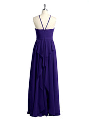 Halter Chiffon Long Bridesmaid Dresses-Regency