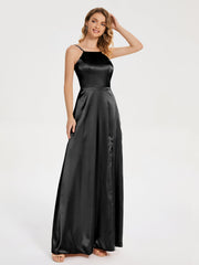 Split Soft Satin Party Dresses