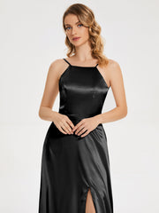 Split Soft Satin Party Dresses