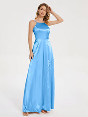 Split Soft Satin Party Dresses